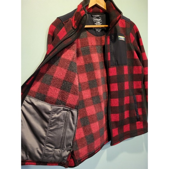 LL Bean Buffalo Plaid Full Zip Fleece Jacket Pockets Womens S - Picture 4 of 7